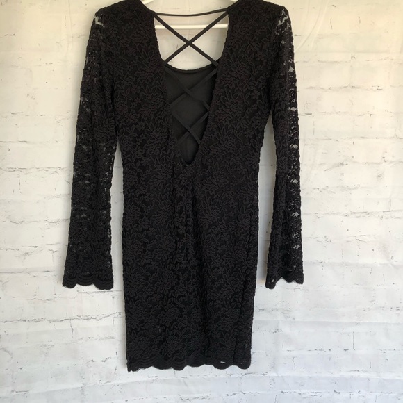 Long Sleeve Black Lace Dress - Picture 6 of 8